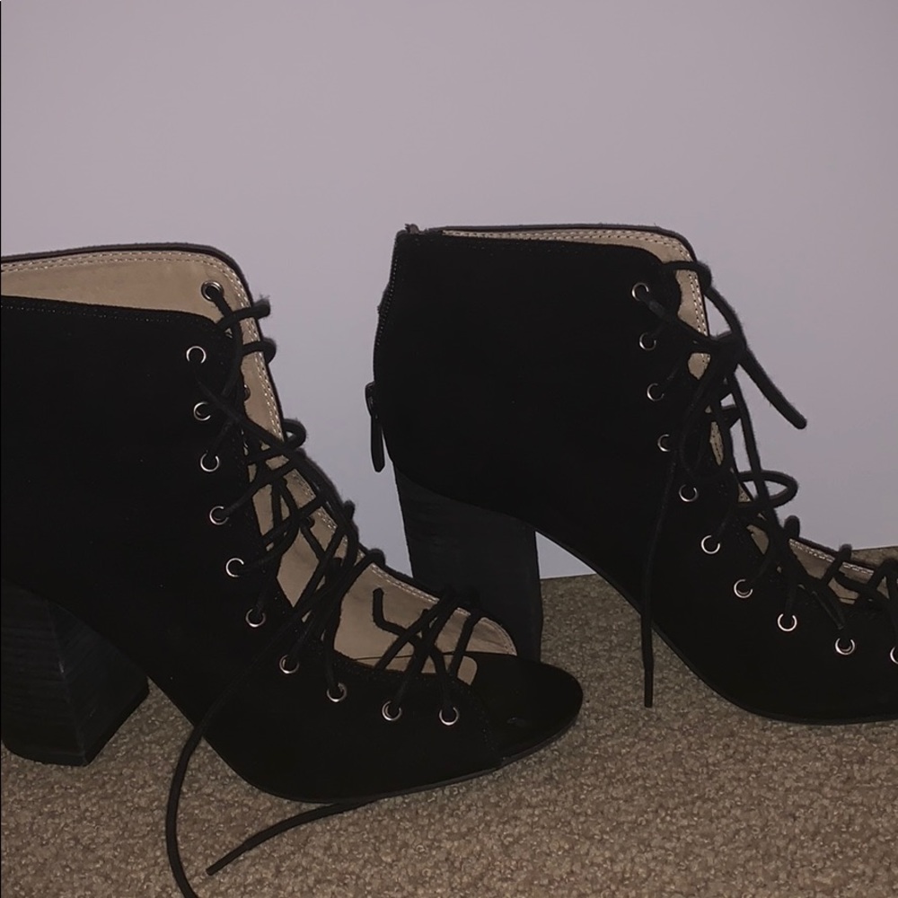 Black lace heels
